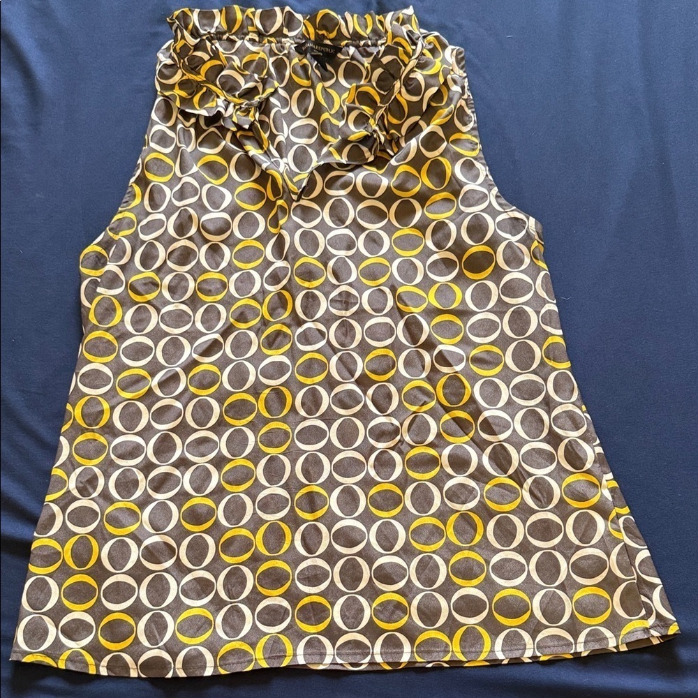 Banana Republic Yellow and Brown Patterned sleevless Blouse